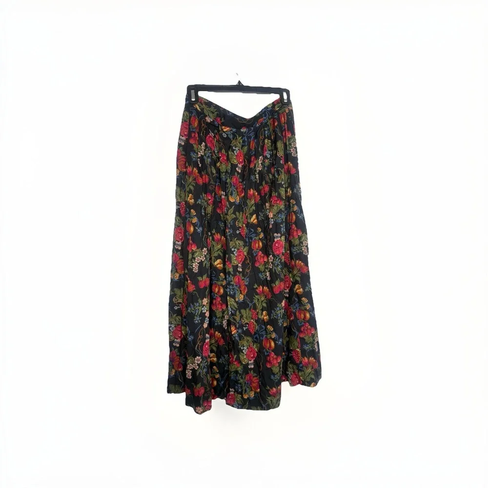 Vintage Susan Bristol Floral Pleated Wool Blend Prairie Old Money Midi Skirt 12